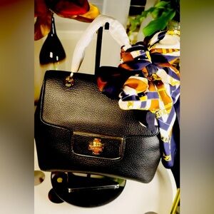 MIchael Kors Emery Satchel Leather Cross Body Bag w/Silk Scarf & Dust Bag NWT